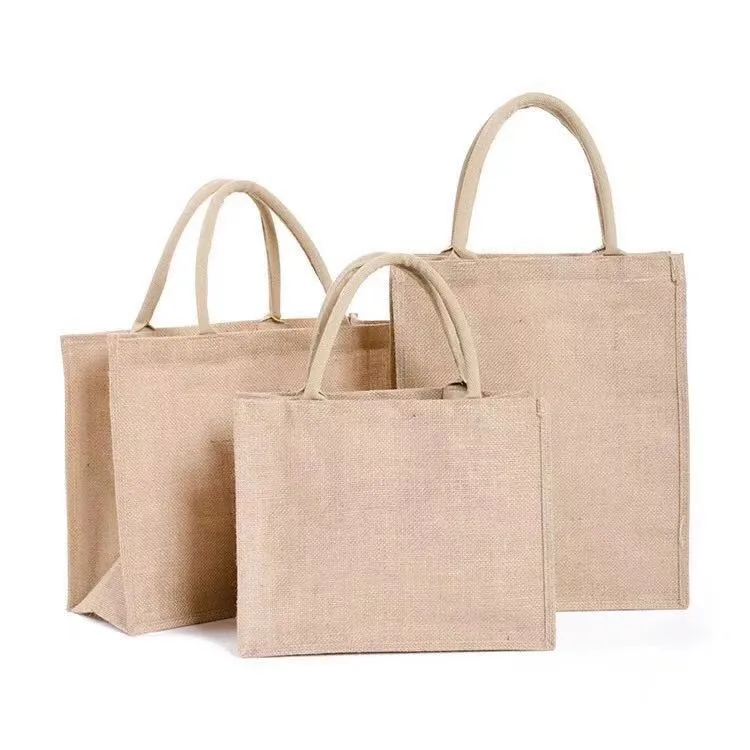 Wholesale 100% reusable jute shopping bags custom logo