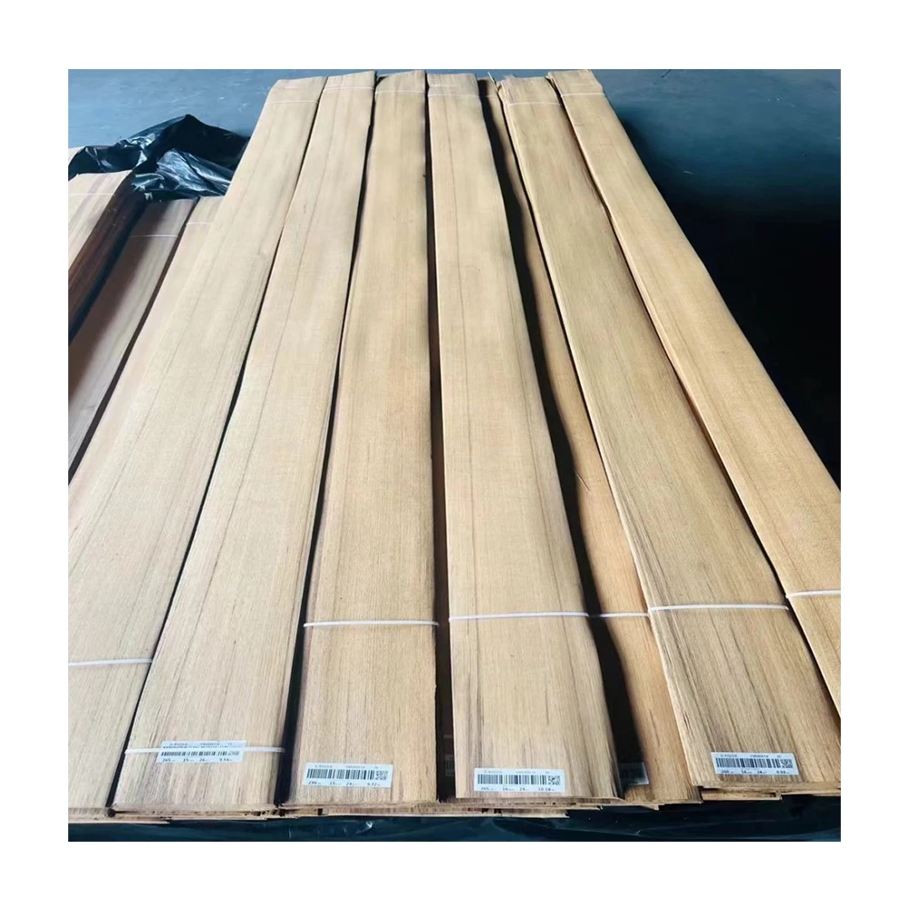 Natural Teak Solid Wood Veneer Straight Grain Black Line Handmade Decoration for Hotel Furniture
