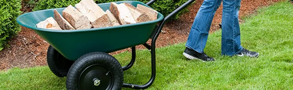 2 Tier Wheelbarrow Garden Cart 5 Cubic 100L Foot  Poly Tray Construction Dump Carts