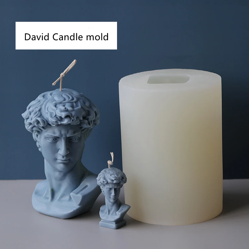 M131 3D Large David candle resin mould DIY gypsum plaster Portrait Wax sculpture David Head Candle silicone mold