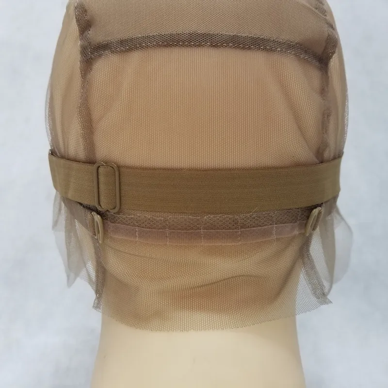 H-17-14B Adjustable Stretch Straps Full Lace Wig Cap For Making Wigs New Fishnet Mesh cap wigs