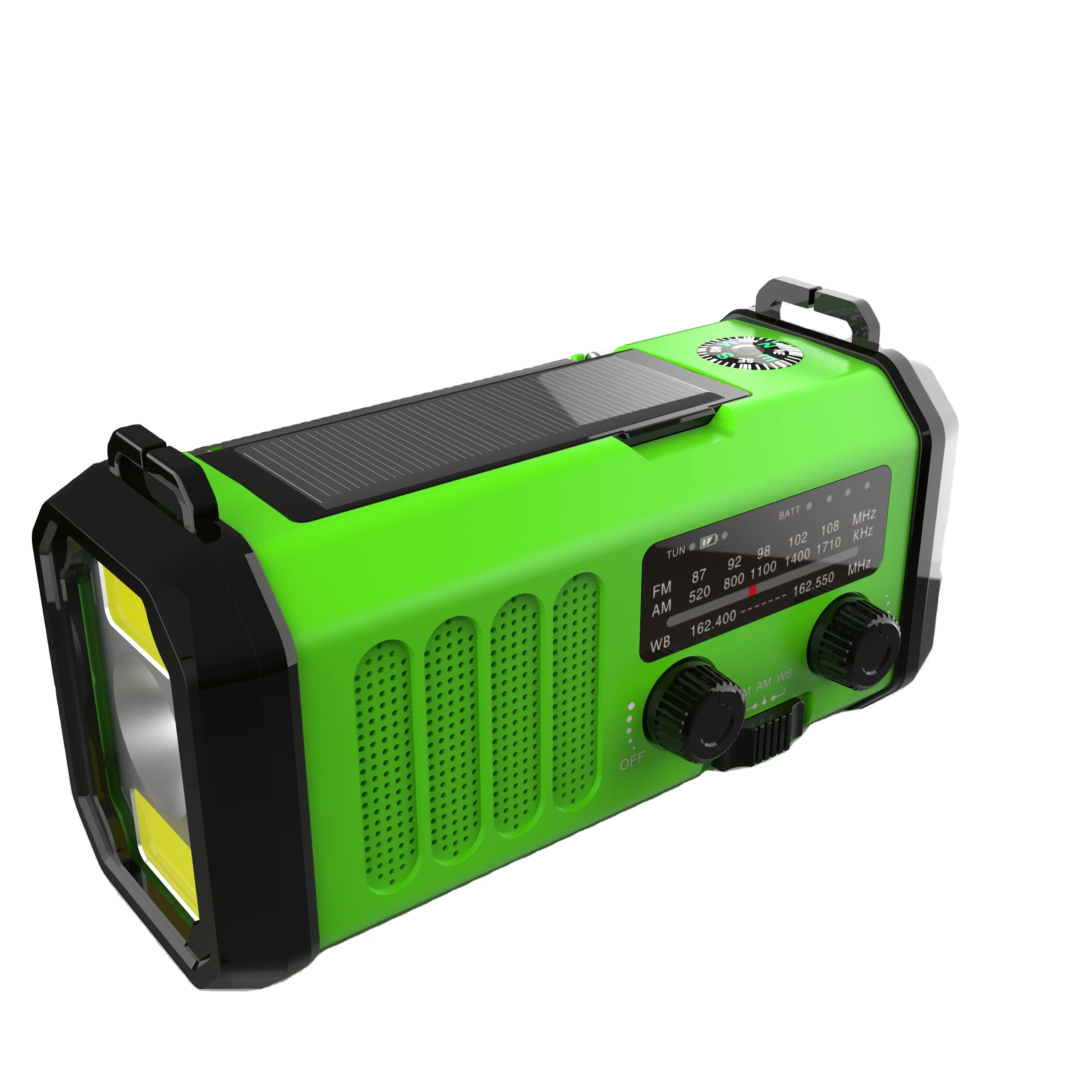 Portable Solar Panel Powered 10000mAh Polymer Battery AM FM NOAA Emergency Radio With Compass For Family Or Work