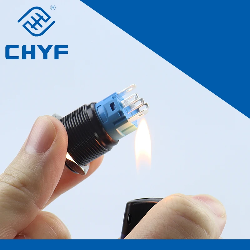 Black 12mm latching self-locking flat head high head 3 pins 5 pins aluminium alloy button switches