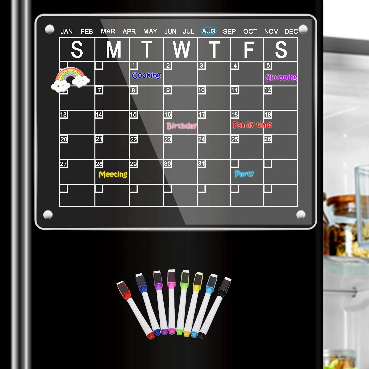 Acrylic Magnetic Dry Erase Board for Fridge Magnetic Weekly Planner whiteboard sticker acrylic Magnetic fridge calendar