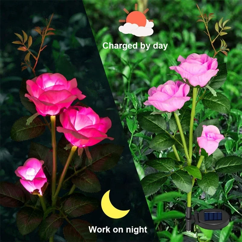 Flower Light Solar Outdoor Rose Lampadas Da Giardino Decorazion Solare Fiore Lucie LED Garden Decoration Solar Flower Lights