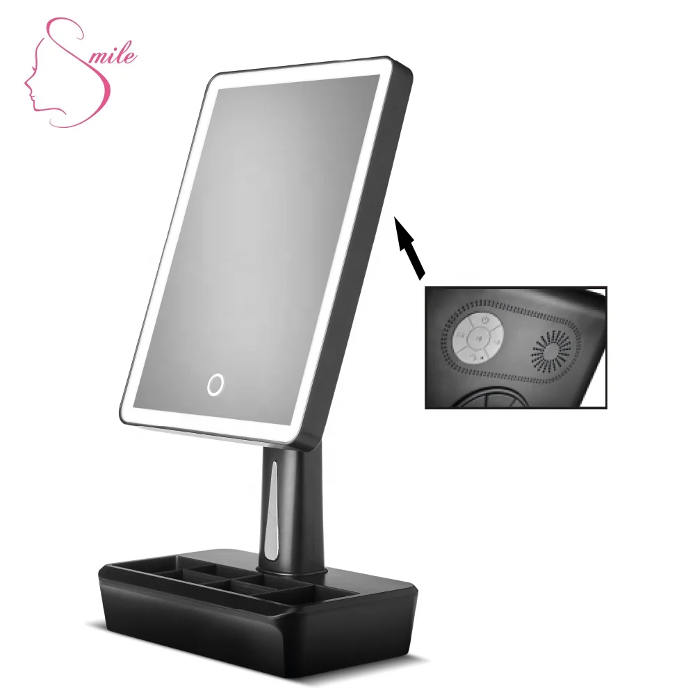 Amazon Topseller LED Lighted Makeup Vanity Mirror wireless Vanity Cosmetic Bluetooth Mirror with Speaker