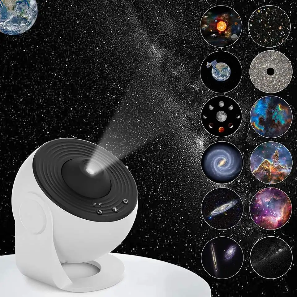 Extreme Romantic 12 in 1 Ultra Clear Focus Galaxy Projector Lamp Rotary Globe Projection Bedside Lamp for Kids Gift