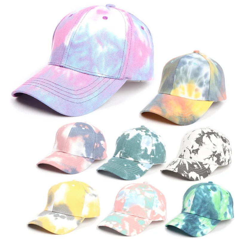 Unisex Vintage Sports Caps Tie-dye Gradient Colors Washed Baseball Caps NY Custom Design Cotton Bucket Hat