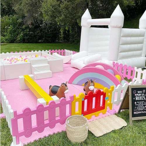 commercial mall soft play ball pit white inflatable soft play zone role play party room castle