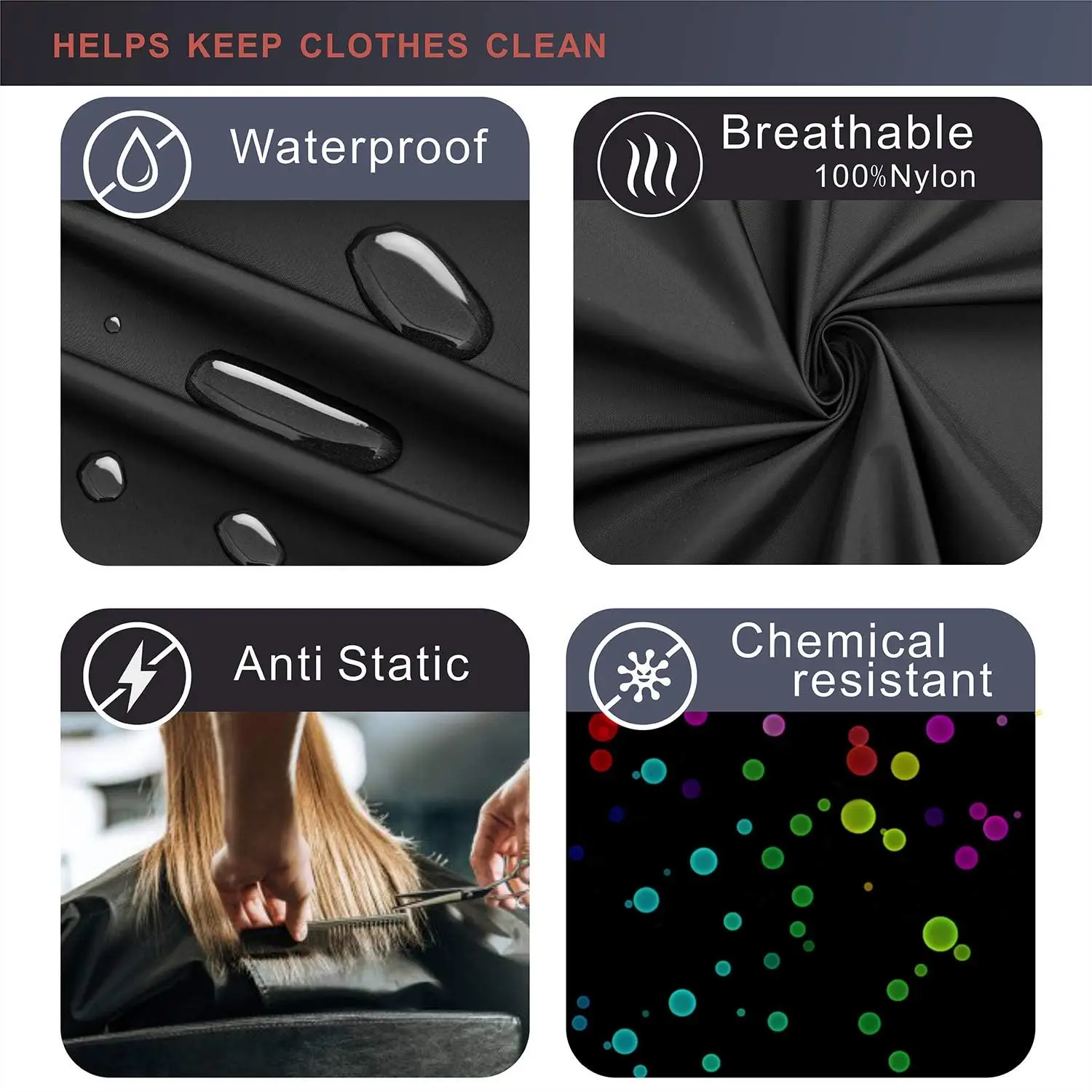 wholesale custom logo waterproof hair cutting black hairdressing barber apron with sleeves