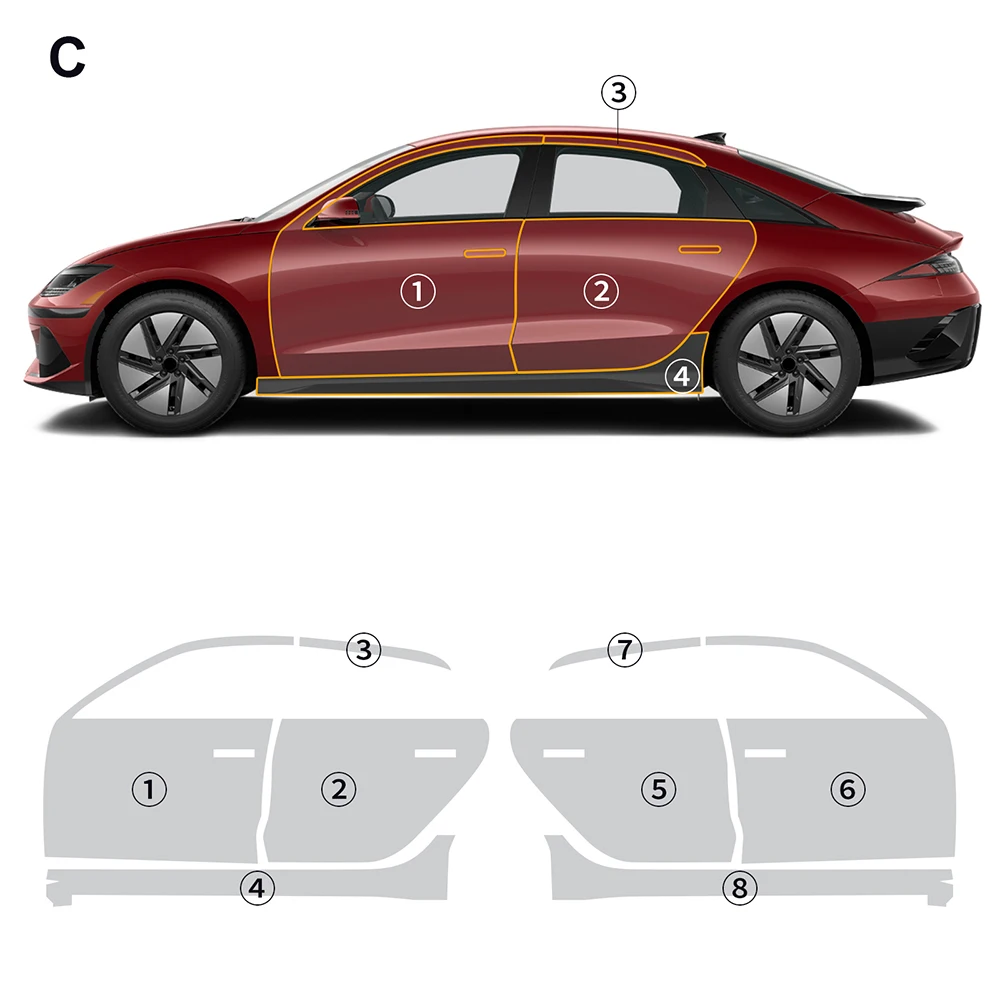 Для Hyundai Ioniq 6 2023-2024 полный корпус Прозрачная защитная пленка Невидимый автомобильный плащ PPF лампа