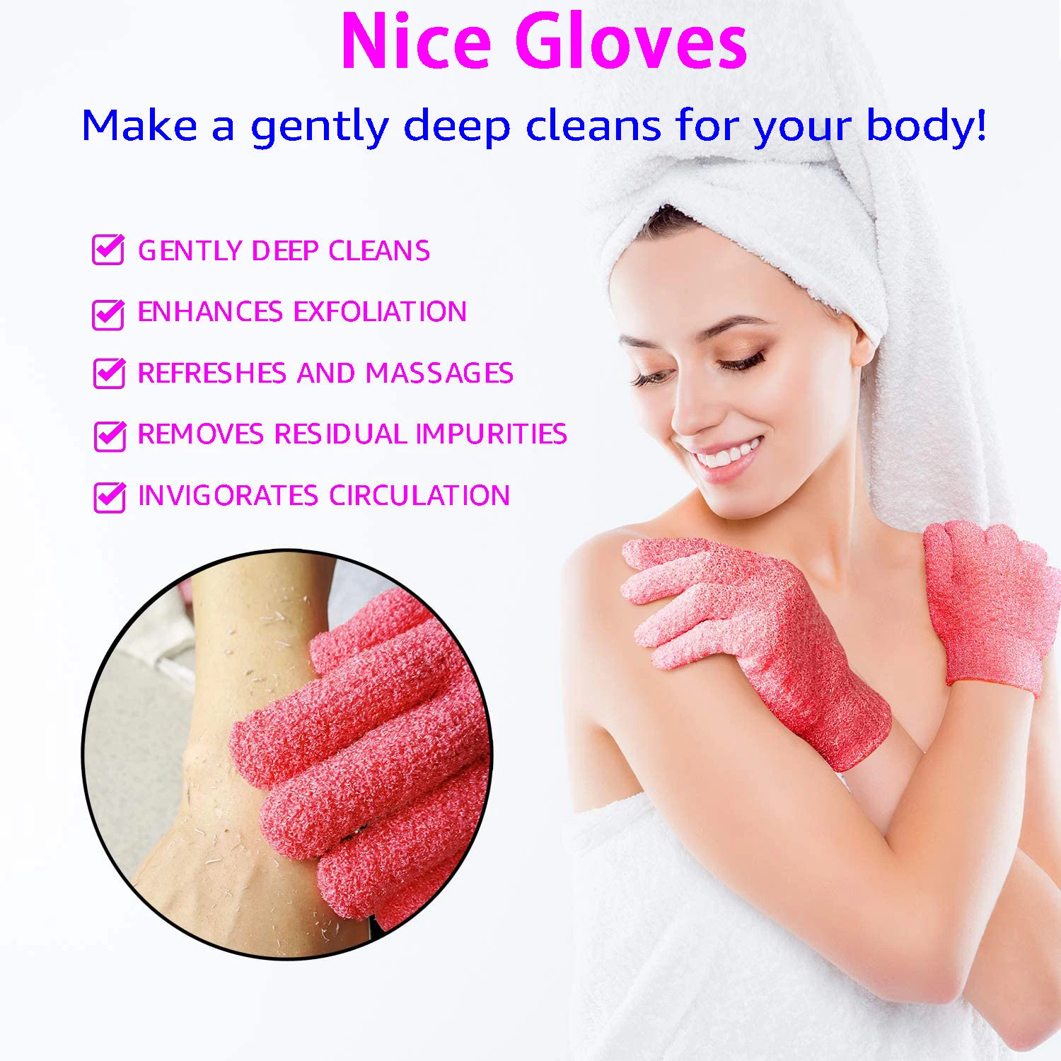 Five Fingers Mitt Dead Skin Remover Body Exfoliator Gloves Body Scrubber Shower Silk Exfoliating Bath Glove Custom Logo Nylon