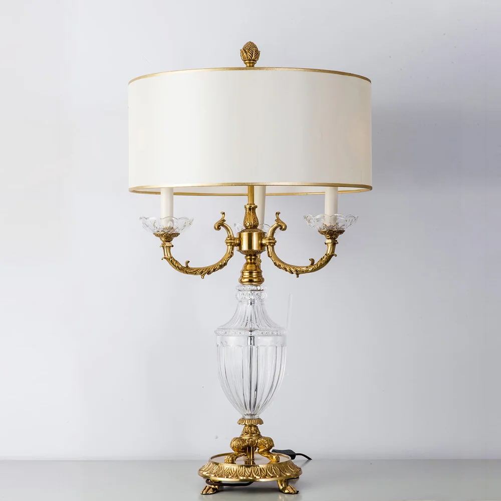 Home Decoration Table Decor Table Lamp Desk Lamp LED White Room Lighting Crystal and Brass Antique French Luxury Bronze AC 80