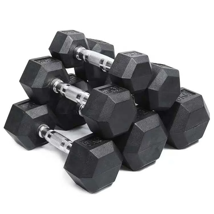 
dzsz hot sale home used Gym Exercises Weight Lifting Black Color Cast Iron Fixed Rubber Coated Hex Dumbbell 