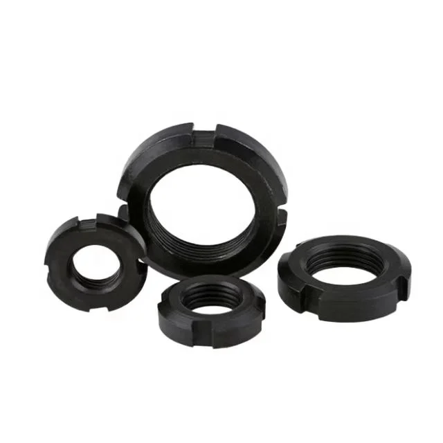Best Selling Nut Carbon Steel Slotted Round Nuts din981 KM Black Oxide Round Lock Nut DIN 981