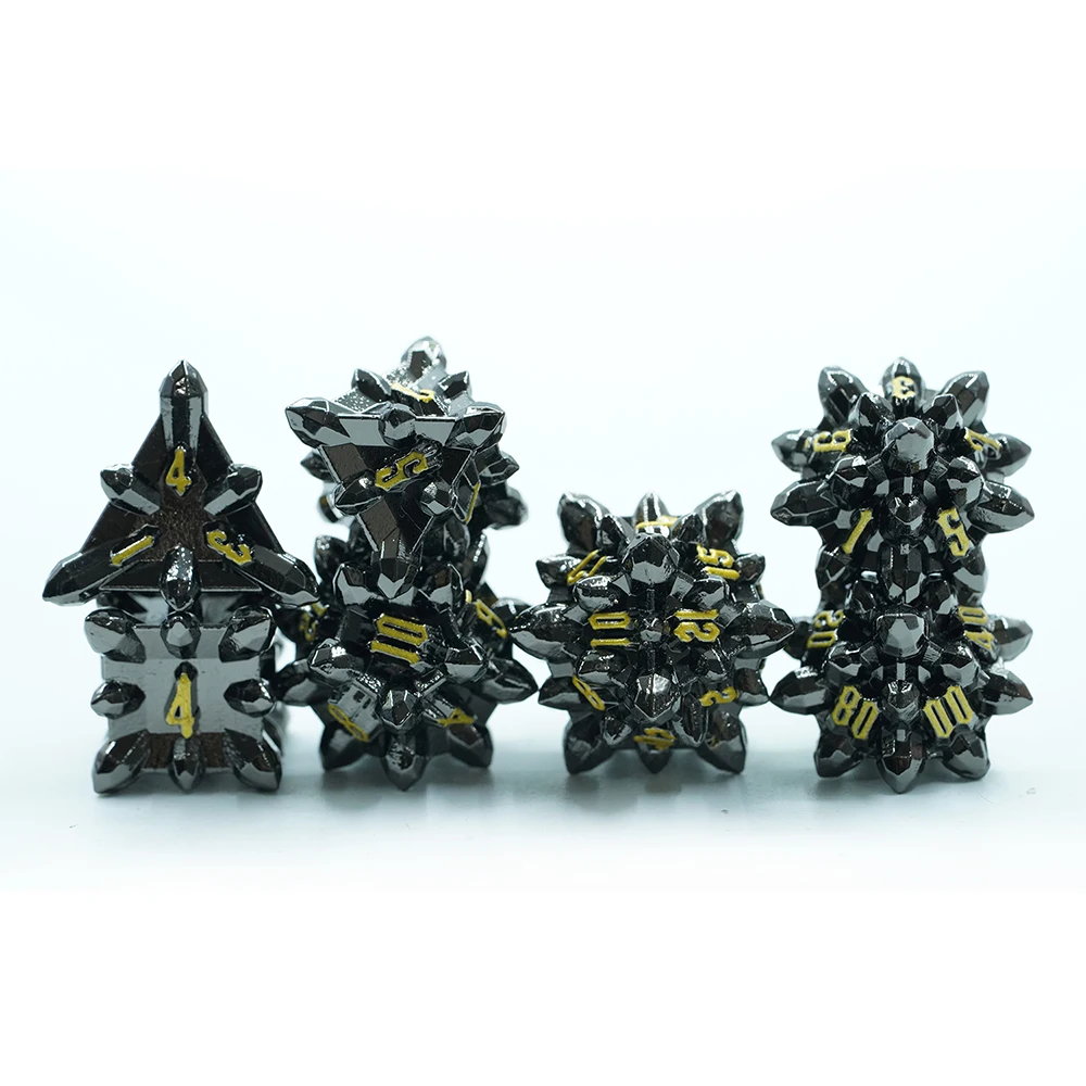 7pcs Glossy Metal Dice Set With Gold Number For Collector Board Game Player Dungeons And Dragons