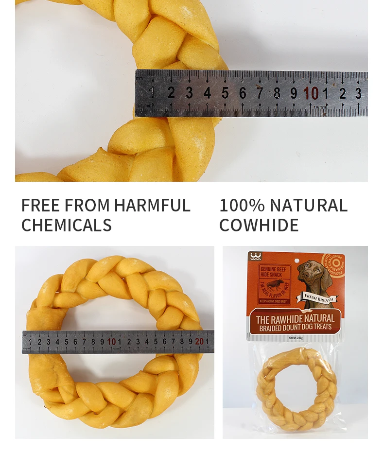 Rawhide Natural Dog Bone Donut Wrapped by Beef Best Beef Jerky Cat Dog Food Treats 100% Pet Food Snacks Company