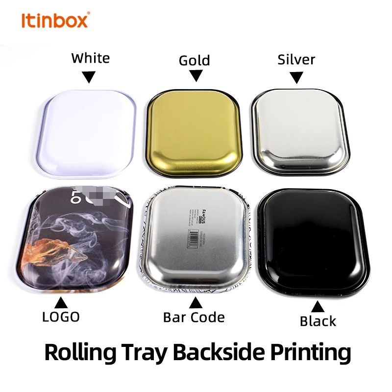 Cheap Custom Rolling Tray Weed Factory Direct Metal Gold Food Serving Tray, Custom Logo Luxury Round Smoking Tin Ash Tray