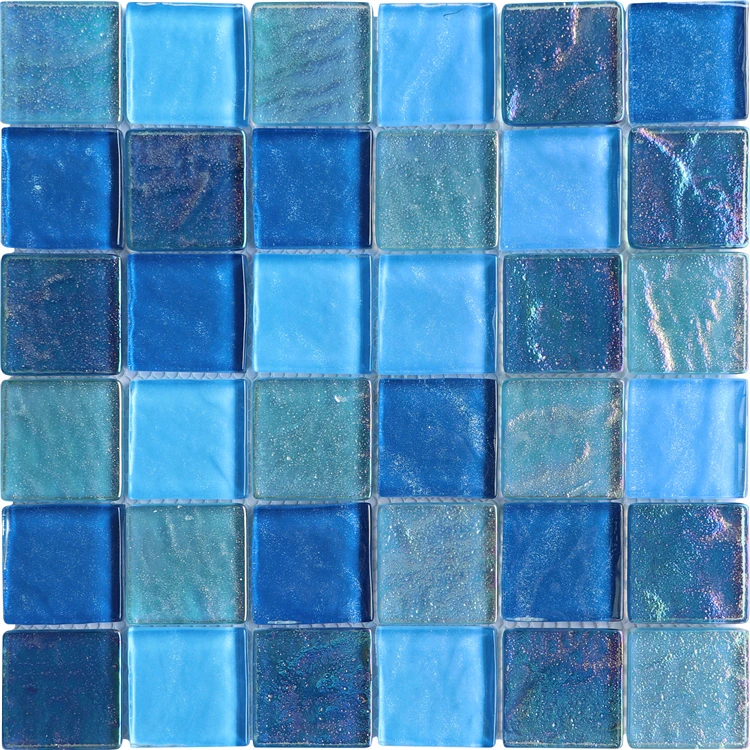 Mixed Light Blue Crystal Glass Swimming Pool Mosaic Tile
