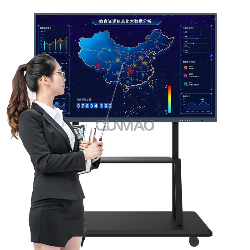 Qtenboard ODM 4K Android OPS 65 Inch Interactive Display Smart board Education Touch Screen Monitor Interactive Whiteboard