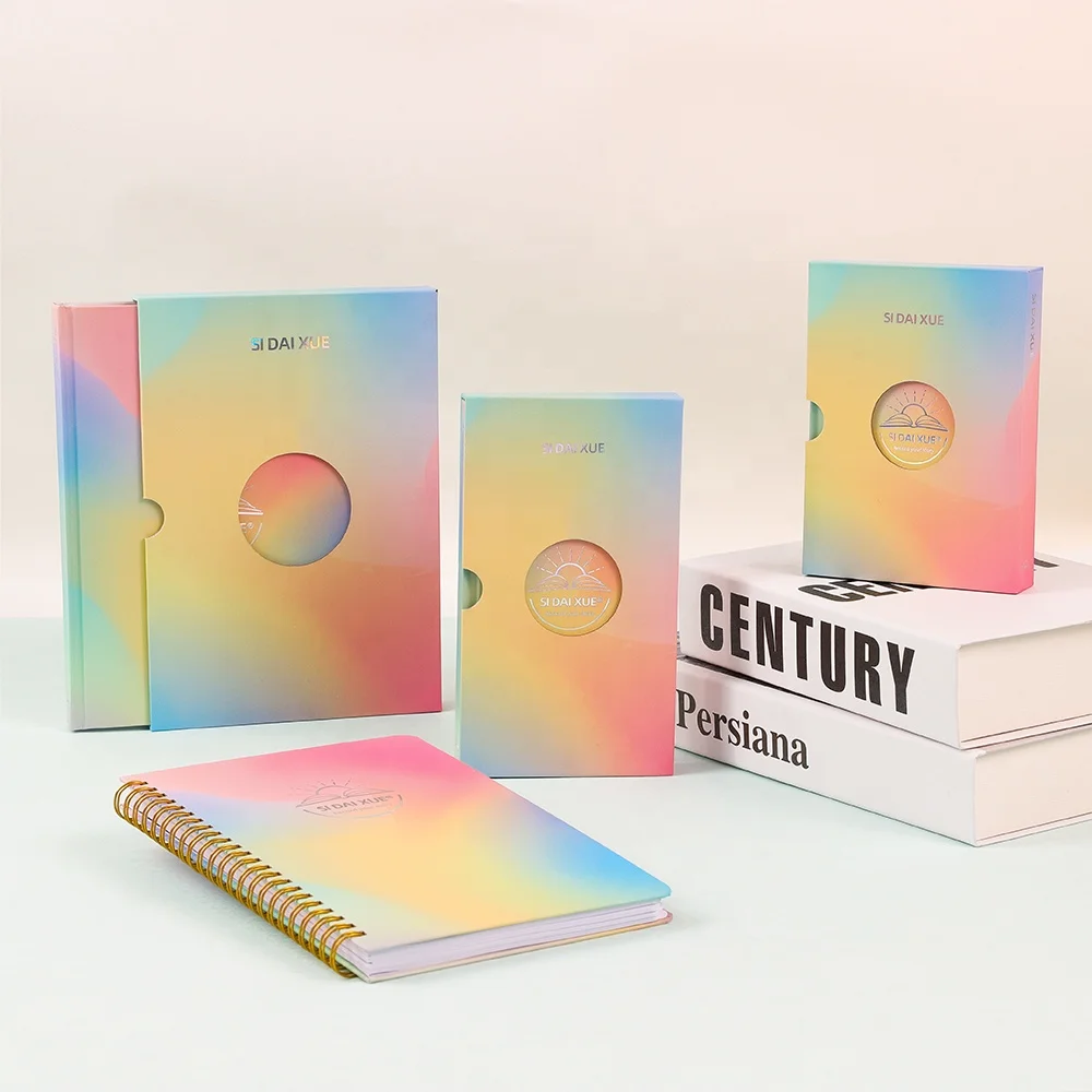 Colorful Notebook Set Customized Hardcover Daily Planner Notebook with Holographic Logo