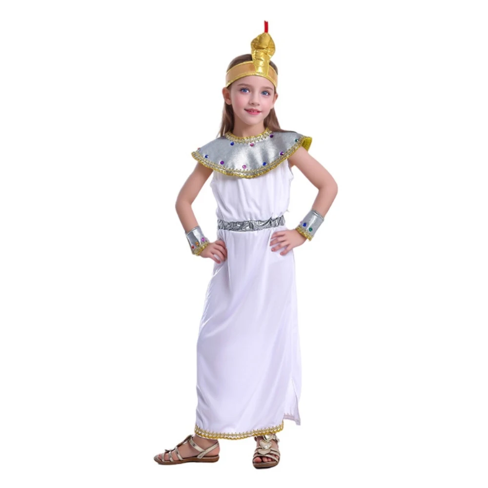 Girl Ancient Egyptian Nile Queen Princess Cleopatra Cosplay Halloween Party Costume Dress