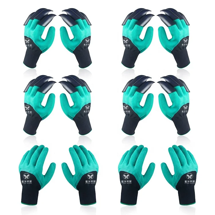 
Таможня с кончиками пальцев садовые Когти для копания садовые перчатки для женщин логотип зеленый латекс 3/4 покрытые когти Genie перчатки 