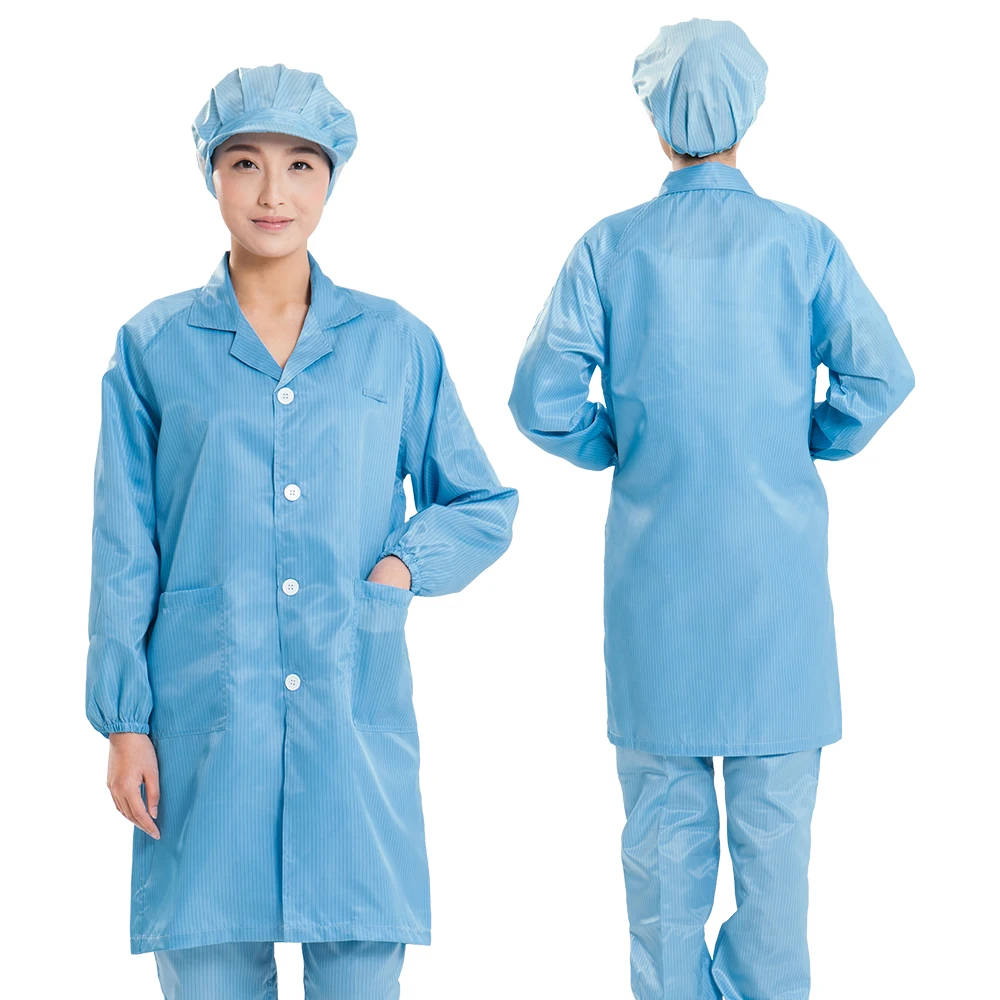 Antistatic Coat Esd Polyester Clothing Dustproof Woven Fabric for Clothes Cleanroom Uniform Safety Smock