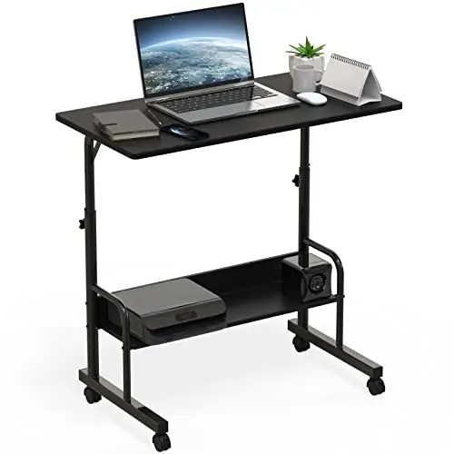 Mobile Laptop Table for Students Adjustable Height Storage Wheels for Easy Movement in Small Spaces