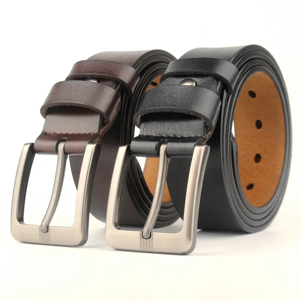 Удлиненный мужской ремень из чистой воловьей кожи большого размера, Модный повседневный ремень с пряжкой из сплава