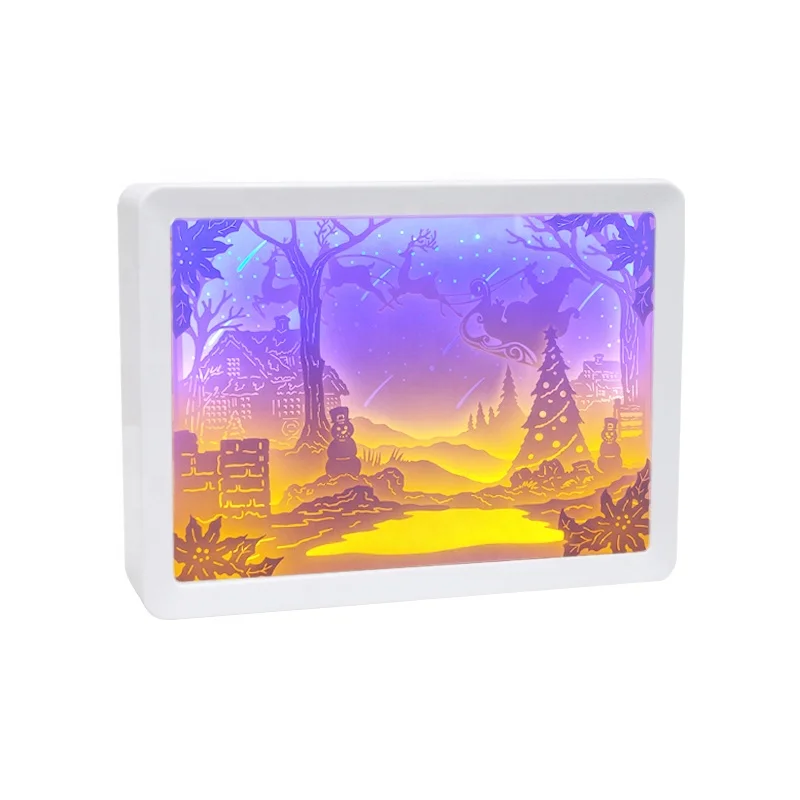 Best Price Wall Art Plastic Photo Frame 3D Shadow Light Box Paper Cut Crafts for Home Decor