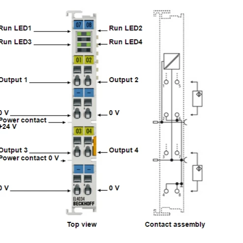  Beckhoff ethercat-модули EL4034 4-х канальный аналоговый выход терминала-10 + 10 V 12