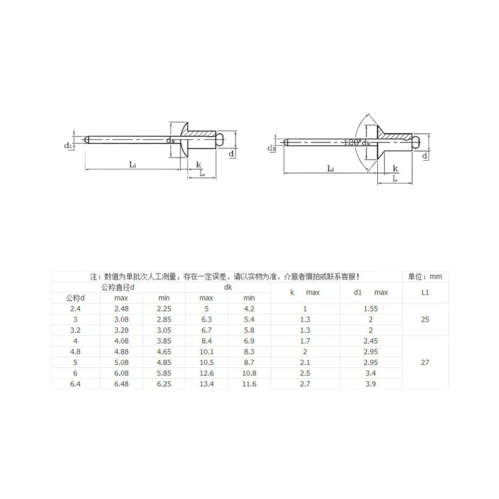 Hot Selling Open Domed Countersunk Head Pop Rivet Factory Direct Steel and Aluminum Blind Rivet DIN Standard