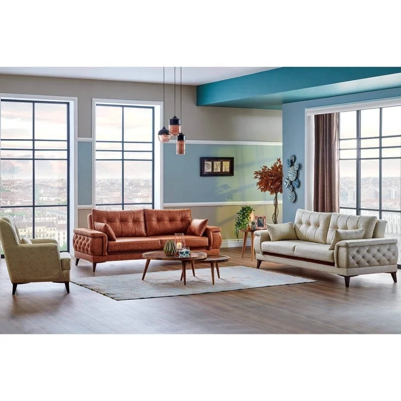 
Modern functional hygienic furniture economic durable comfortable PU leather living room sofa couch armchair set (iDER LIMUS) 