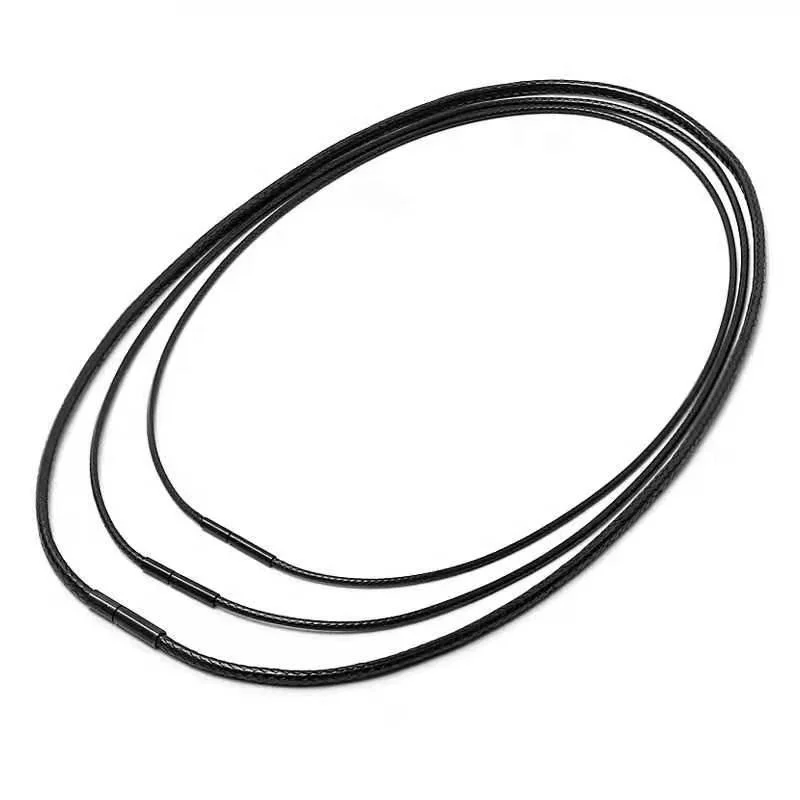 1 мм черный вощеный кожаный шнур ожерелье веревочная цепочка корейский вощеный хлопковый шнур 2 мм