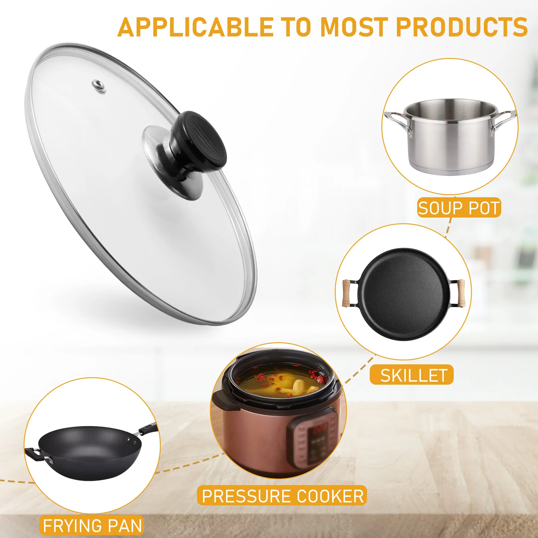 clear tempered glass lid with knob glass pot lid glass cooking pot cover for cookware accessores