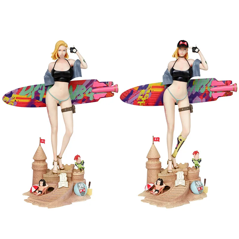 Dragon Balls Cyberpunk youth bubble artificial man mechanical 18 hand beach surfboard model sculpture  anime action figure