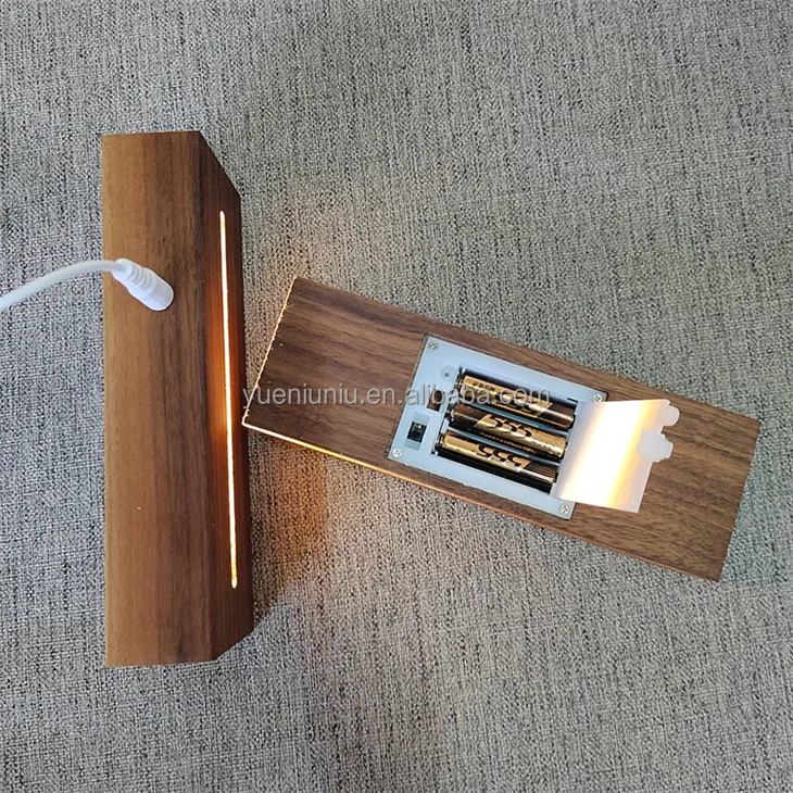 Прямоугольная деревянная светодиодная подставка для светильников с USB-кабелем