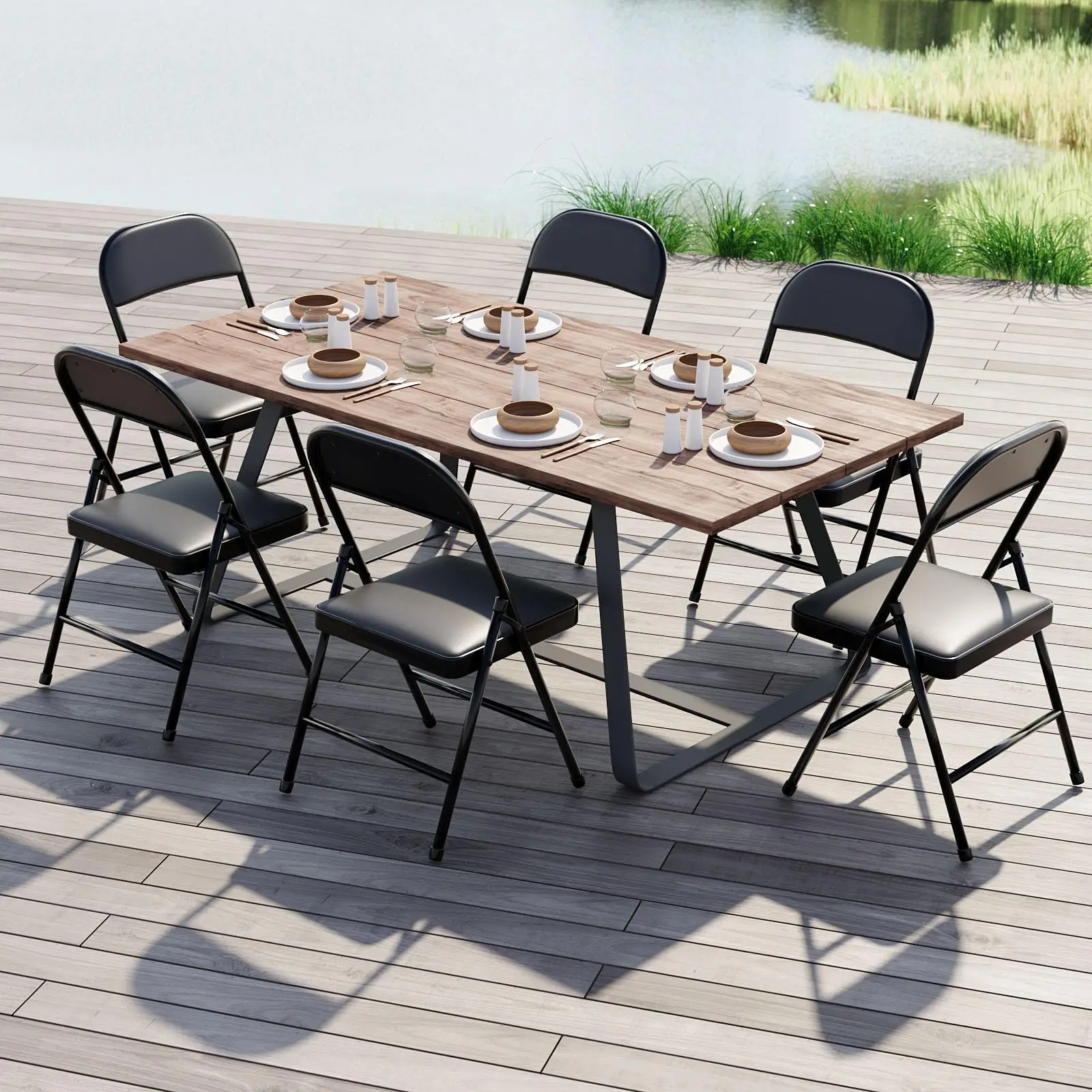 Wholesale Price Folding Chairs Metal Outdoor Chair with Padded Cushion for Home  Outdoor