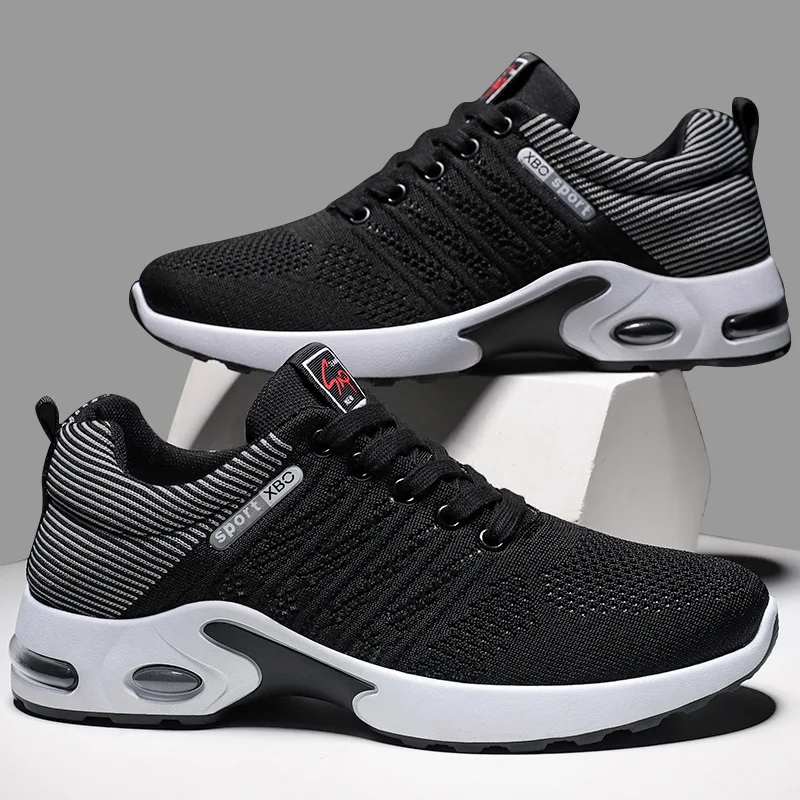 daily fashion running shoes made in China black red blue breathable walking shoes outdoor running sports shoes for men
