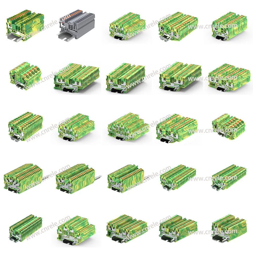 Feed through multi conductor and ground terminal blocks gray color customizable PA66