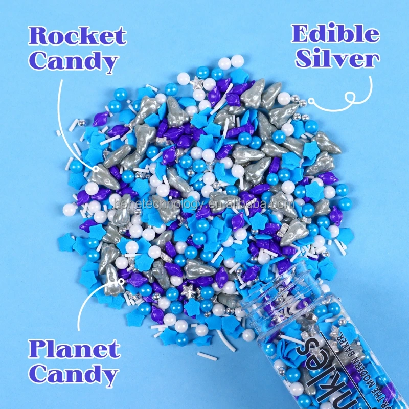 Galaxy Tour Cake Decorating Supplies Sprinkles Edibles Rockets Dark Purple Planet Candy Sprinkles Cake Decoration for Baking Art