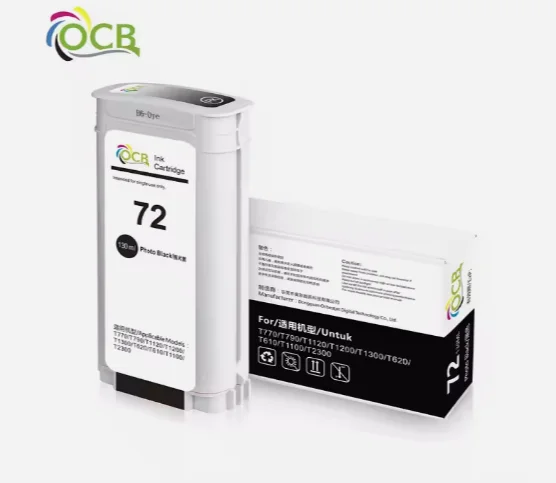 Ocbestjet 130ML  72 Compatible Ink Cartridge For HP Designjet T770 T790 T1120 T1200 T1300 T620 T610 T1100 T2300 Printers