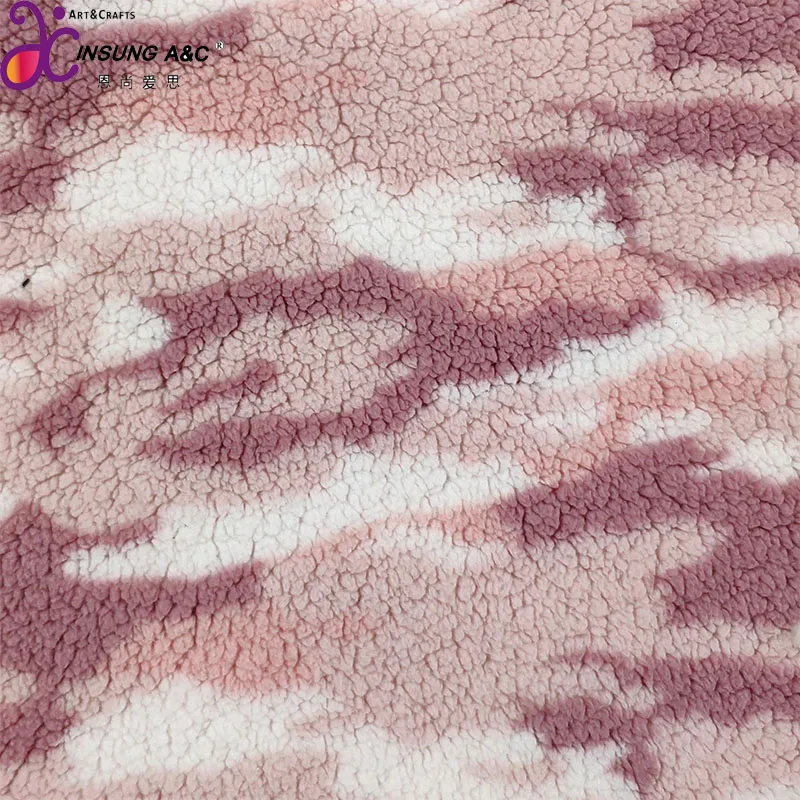 100% Polyester Knitted Flocking Curly Pile Sherpa Berber Fleece Plush fabric for Garment, Toy, Accessories