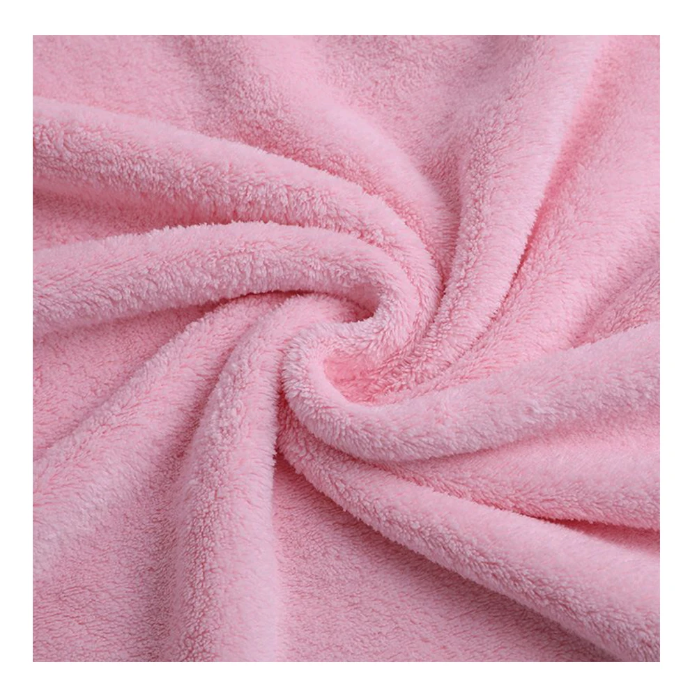 Wholesale 100% Polyester Coral Fleece Fabric In Roll Comfortable Plain Dyed Coral Fleece Fabric For Blanket