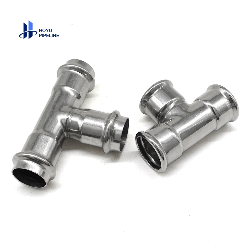Press M Profile 304 316 Stainless Steel Press Fitting Compressed Air Pipes and Fittings Reducing Tee Plumbing Fitting