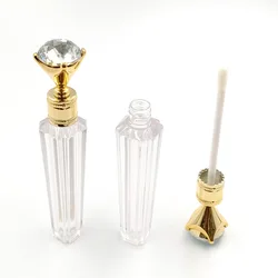 2020 Hot Selling High Quality  Makeup High quality clear  lip gloss tube container private label lipgloss with gold dia mond top
