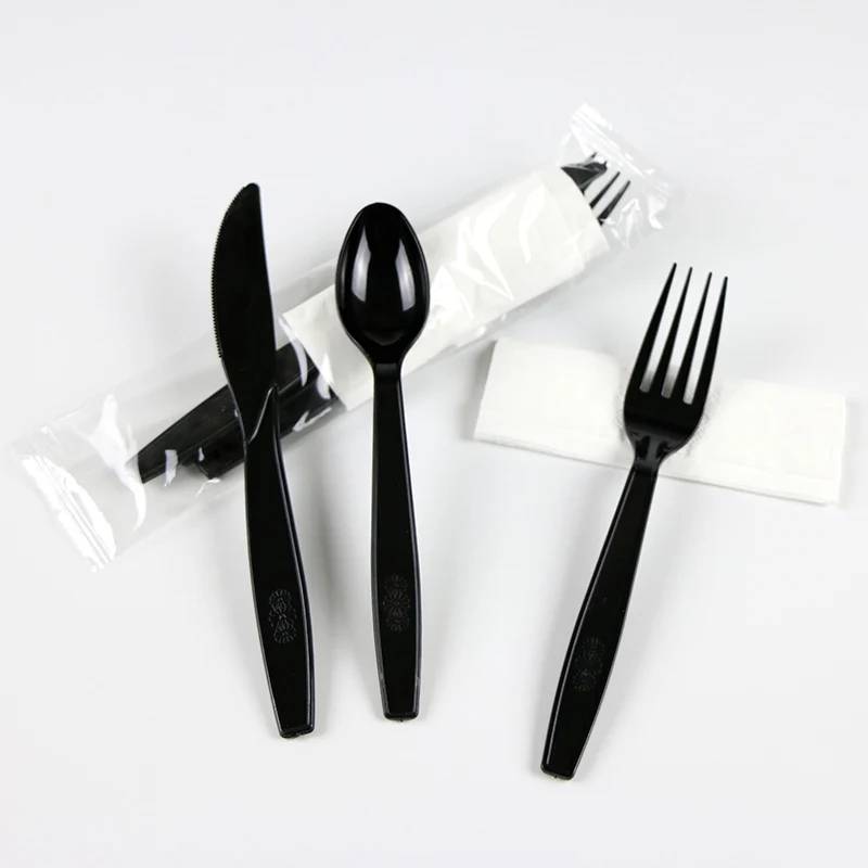 
Airplane plastic cutlery airline cutlery set plastic wrapped disposable plastic dinner kit 