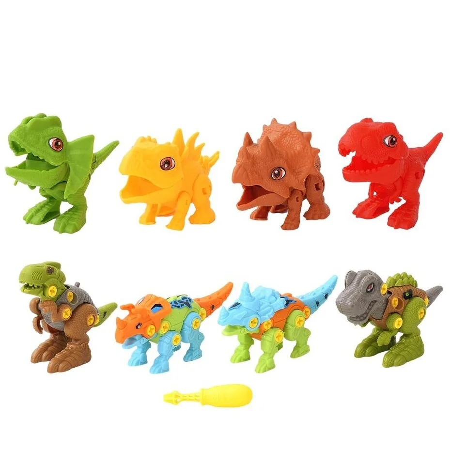 DIY educational assembling dinosaurs  plastic round shape blind box toys surprise egg toy with building block