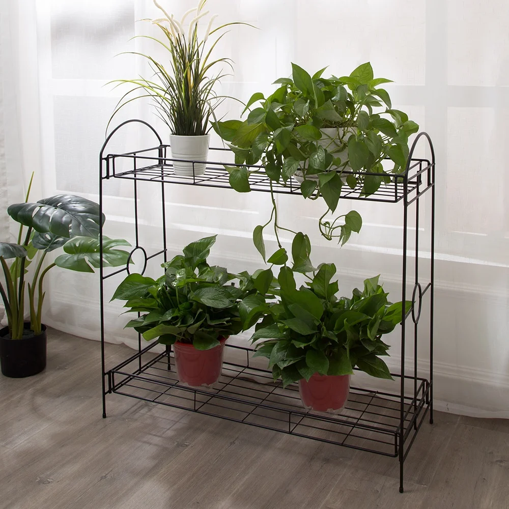 2 Tier Metal Ladder Shelf Corner Storage Racks For Flower Pot Metal Ladder Shelf